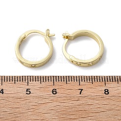 Brass Micro Pave Clear Cubic Zirconia Hoop Earrings&nbsp;EJEW-H125-18G