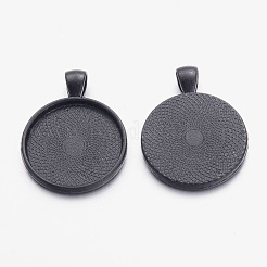 Electrophoresis Alloy Flat Round Pendant Cabochon Settings&nbsp;X-PALLOY-Q304-16-NR