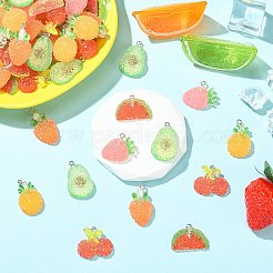 60Pcs 6 Styles Fruit Theme Transparent Resin Pendants&nbsp;RESI-CJ0005-31