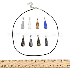 DIY Natural & Synthetic Gemstone Teardrop Pendant & Waxed Cord Pendant Necklace Making Kits&nbsp;DIY-FS0008-48