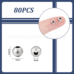 80Pcs 304 Stainless Steel Round Seamed Beads&nbsp;STAS-UN0063-62B-P
