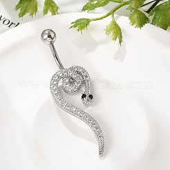 Alloy Rhinestone Snake Curved Barbell Belly Rings&nbsp;AJEW-R007-03P-02