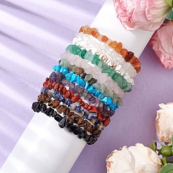 12Pcs 12 Styles Constellations Mixed Gemstone Chip Beaded Stretch Bracelets Sets&nbsp;BJEW-JB10931