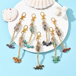 7Pcs Natural & Synthetic Gemstone Pendant Decorations&nbsp;HJEW-FS00053