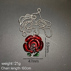 Gothic Style Alloy Enamel Red Rose Flower Vintage Pendant Necklaces for Women&nbsp;GR0561