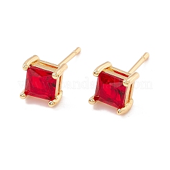 Cubic Zirconia Square Stud Earrings&nbsp;EJEW-F282-20-G