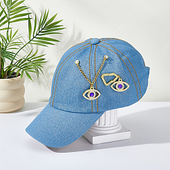 Eye Alloy Rhinestone Cap Chain&nbsp;HJEW-WH0042-150G-01