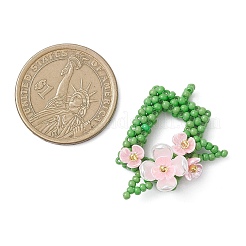 Beaded Rectangle with Flower Charms&nbsp;PALLOY-MZ01144-01