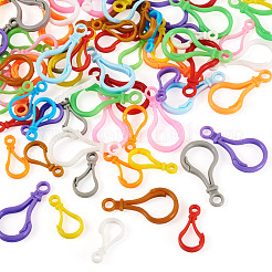 100Pcs 20 Styles Opaque Solid Color Bulb Shaped Plastic Push Gate Snap Keychain Clasp Findings&nbsp;KY-TA0001-58