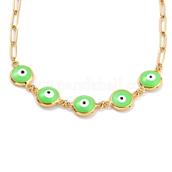 Brass Enamel Evil Eye Link Chain Necklaces&nbsp;NJEW-P256-02