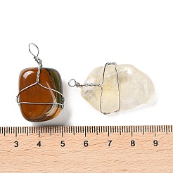 Natural Mixed Stone Copper Wire Wrapped Pendants&nbsp;G-G104-04
