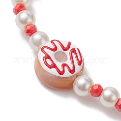 Lampwork Enamel Donut & Glass Beaded Stretch Bracelet&nbsp;BJEW-JB10132