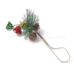 Iron Bell & Plastic Pine Cone Pendant Decorations&nbsp;HJEW-JM04392