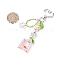 Resin Goldfish Bag & Synthetic Turquoise Tortoise Pendant Decorations&nbsp;HJEW-JM03054