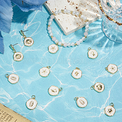 24Pcs 6Styles Ocean Theme Brass Enamel Pendants&nbsp;KK-BBC0028-55