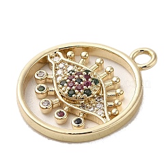 Brass Micro Pave Clear Cubic Zirconia Pendants&nbsp;KK-M275-35G