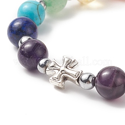 Natural & Synthetic Mixed Gemstone Beaded Stretch Bracelet&nbsp;BJEW-JB09257