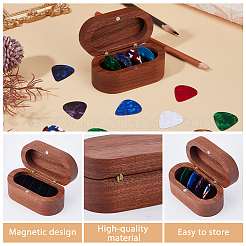 1Pc 4-Slot Oval Shaped Wood Storage Boxes with Magnetic Lid for Guitar Picks&nbsp;OBOX-DC0001-03A