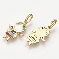 Brass Micro Pave Cubic Zirconia Pendants&nbsp;ZIRC-T012-36G