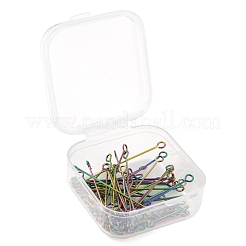 60Pcs 3 Style Ion Plating(IP) 304 Stainless Steel Eye Pins&nbsp;STAS-LS0001-62MC