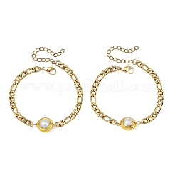 Natural Baroque Pearl Keshi Pearl Link Bracelets&nbsp;BJEW-JB13963