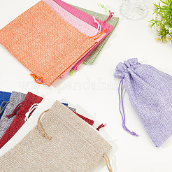 10Pcs 10 Colors Rectangle Burlap Packing Pouches&nbsp;ABAG-SP0001-50