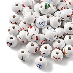 60Pcs 10 Styles Painted Natural Wood Round Beads&nbsp;WOOD-FS0002-46