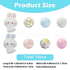 70Pcs 8 Styles Food Grade Eco-Friendly Silicone Beads&nbsp;SIL-YW0002-46
