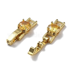 Rack Plating Brass Micro Pave Cubic Zirconia Watch Band Clasps&nbsp;KK-A234-016G-04