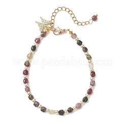 Electroplate Non-magnetic Synthetic Hematite & Natural Multicolor Tourmaline Cube Beaded Bracelets for Women&nbsp;BJEW-JB13122