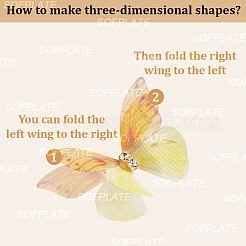 60Pcs 12 Styles 3D Gauze Butterfly Ornament Accessories&nbsp;FIND-SP0020-64C