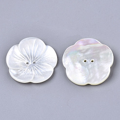 2-Hole White Shell Mother of Pearl Shell Buttons&nbsp;SSHEL-R049-06