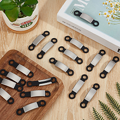 24Pcs Silicone & 201 Stainless Steel Curved Rectangle Connector Charms&nbsp;STAS-BC0004-12B