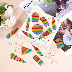 Resin & Walnut Pendants DIY Dangle Earrings Making Kits&nbsp;DIY-TA0011-03A