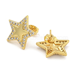 Rack Plating Brass Micro Pave Clear Cubic Zirconia Stud Earrings&nbsp;EJEW-I313-14G-02