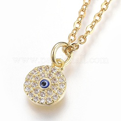 Brass Micro Pave Cubic Zirconia Pendant Necklaces&nbsp;NJEW-O108-15