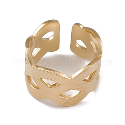 Ion Plating(IP) 304 Stainless Steel Hollow Out Wave Open Cuff Rings for Women&nbsp;RJEW-G285-29G