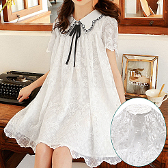 Flower Pattern Polyester Elastic Lace Fabric&nbsp;DIY-WH0504-179