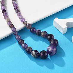 Natural Amethyst Graduated Beads Necklaces and Bracelets Jewelry Sets&nbsp;SJEW-L132-01