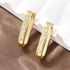 Rectangle Brass Cubic Zirconia Hoop Earrings&nbsp;EJEW-A156-16B-G