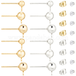60Pcs 6 Styles 304 Stainless Steel Stud Earring Findings&nbsp;STAS-BBC0008-94