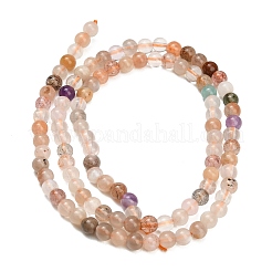 Natural Moonstone & Amazonite & Amethyst & Strawberry Quartz Beads Strands&nbsp;G-A324-A01-4mm