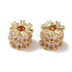 Rack Plating Brass Pave Clear Cubic Zirconia Beads&nbsp;KK-M285-30A-G