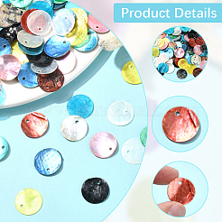 100Pcs 10 Styles Dyed Natural Shell Pendants&nbsp;SSHEL-SC0001-47