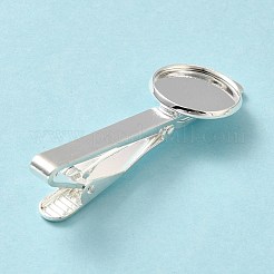 Brass Tie Bar Clips Tie Pins with Blank Cabochon Settings&nbsp;KK-A159-01S