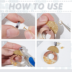 DIY Flat Round Resin & Wood Pendants Stud Earring Making Kits&nbsp;DIY-WR0004-46