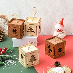 1 Set 6Pcs 2 Styles Christmas Square Splicing Wooden Ornament Mixed Colors&nbsp;ST-CJ0040-001