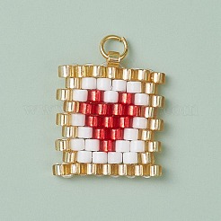 Beaded Rectangle with Heart Charms&nbsp;PALLOY-MZ00442