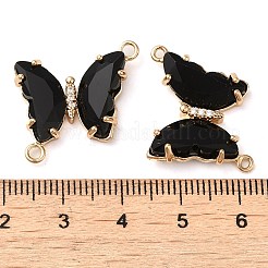 Brass Pave Faceted Glass Connector Charms&nbsp;FIND-Z020-04C
