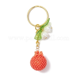 3D Pomegranate Handmade Glass Seed Bead Keychains&nbsp;KEYC-MZ00049